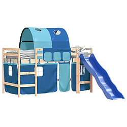 Avis Vidaxl Lit mezzanine enfants avec tunnel bleu 80x200cm bois pin massif