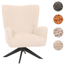 Mendler Fauteuil lounge HWC-N65, fauteuil cocktail fauteuil rembourré fauteuil relax, pivotant, tissu/textile chenille métal ~ crème-beige