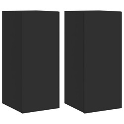 vidaXL Meubles TV muraux avec lumières LED 2 pcs noir 30,5x35x70 cm