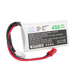 Vhbw Batterie Li-Polymer LiPo 450mAh 7.4V pour modélisme RC - divers modèles réduits : voitures de course, hélicoptères, avions, bateaux etc.