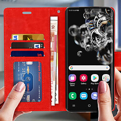 Avis Avizar Housse Samsung Galaxy S20 Ultra Porte-carte Fonction Support Vidéo Vintage rouge