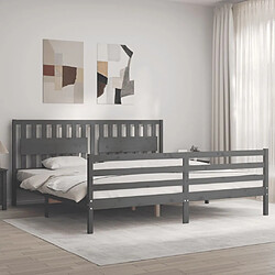 Avis Maison Chic Lit adulte - Cadre Structure de lit avec tête de lit Contemporain gris 200x200 cm bois massif -MN72160