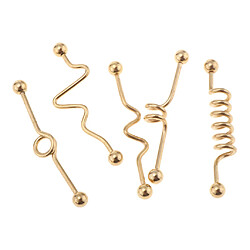 5 pcs 14g boucle d'oreille piercings tordu vague industrielle haltères boucle d'oreille or pas cher