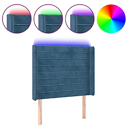 Maison Chic Tête de lit scandinave à LED,meuble de chambre Bleu foncé 103x16x118/128 cm Velours -MN29552