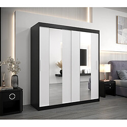 Abiks Meble Armoire Pole à portes coulissantes 200/180/62 2 portes (noir/blanc)