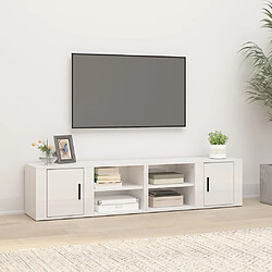 Maison Chic Meubles TV 2 pcs pour salon Blanc brillant 80x31,5x36 cm Bois d'ingénierie -MN68984