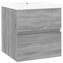 vidaXL Meuble lavabo avec bassin intégré Sonoma gris Bois d'ingénierie