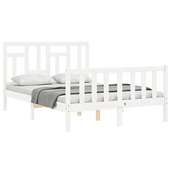 Acheter Maison Chic Lit adulte - Cadre Structure de lit avec tête de lit Contemporain blanc petit double bois massif -MN96119