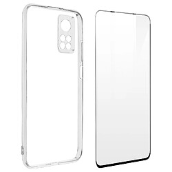 Avizar Coque Xiaomi Mi 10T et Mi 10T Pro Silicone Souple Verre Trempé Transparent Noir