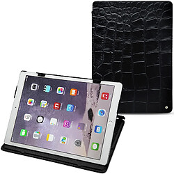 Housse cuir Apple iPad Pro 12.9' (2017) - Rabat horizontal - Crocodile nero ( Noir / Black) - NOREVE