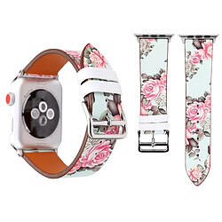 Wewoo Bracelet pour Apple Watch Series 3 & 2 & 1 42mm Mode Véritable En Cuir Nouveau Printemps Pivoine Motif