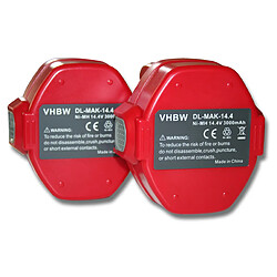 2x Batterie Ni-MH 3000mAh (14.4V) vhbw pour outils 6280DWAE, 6333D, 6333DA, 6333DWA, 6333DWAE comme Makita 1420, 1422, 1422 192600-1, 192600-1.