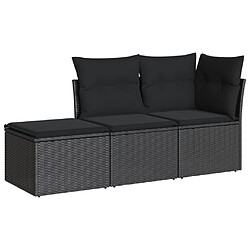 Maison Chic Salon de jardin 3 pcs avec coussins | Ensemble de Table et chaises | Mobilier d'Extérieur noir résine tressée -GKD17035