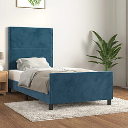 Maison Chic Cadre/structure de lit avec tête de lit pour adulte - Lit Moderne Chambre Bleu foncé 80x200 cm Velours -MN41562