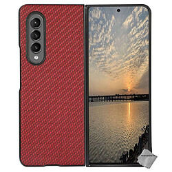 Htdmobiles Coque rigide carbone avant et arrière pour Samsung Galaxy Z Fold 4 5G - ROUGE