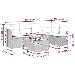 vidaXL Salon de jardin avec coussins 6 pcs marron résine tressée pas cher