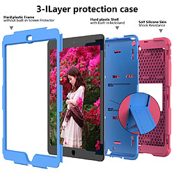 Avis Wewoo Housse Étui Coque Pour iPad 10.2 de protection en silicone bicolore antichoc avec support et fente stylo rose vif + bleu