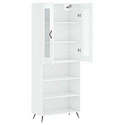 Avis vidaXL Buffet haut Blanc brillant 69,5x34x180 cm Bois d'ingénierie