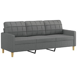 Maison Chic Canapé à 3 places,Canapé droit,Sofa de Salon,Banquette Gris foncé 180 cm Tissu -GKD639861