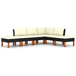 Maison Chic Salon de jardin 6 pcs + coussins - Mobilier/Meubles de jardin - Table et chaises d'extérieur Résine tressée Noir -MN74659