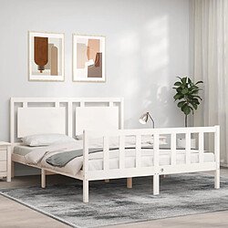 Maison Chic Cadre/structure de lit avec tête de lit pour adulte - Lit Moderne Chambre blanc King Size bois massif -MN20081