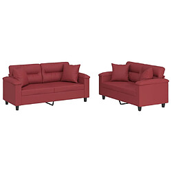 Maison Chic Ensemble de canapés 2 pcs, Canapé droit Sofa pour Salon et coussins rouge bordeaux similicuir -GKD758106