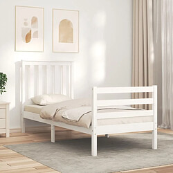 Avis Maison Chic Cadre/structure de lit avec tête de lit pour adulte - Lit Moderne Chambre blanc petit simple bois massif -MN83196