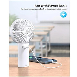 Avis Ventilateur CHRONUS, Ventilateur USB Portable avec Ventilateur Électrique Personnel Rechargeable à Fonction d'Alimentation de 5200 mAh pour la Maison / le Bureau / les Voyages (Blanc)