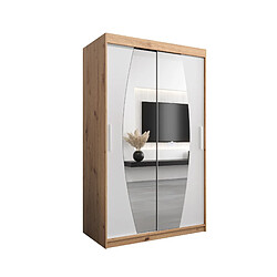 Abiks Meble Armoire Elypse à portes coulissantes 200/120/62 2 portes (artisan/blanc)