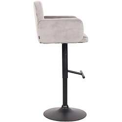 Decoshop26 Tabouret de bar pivotant en velours gris et métal noir avec accoudoirs repose-pieds et dossier TDB10654