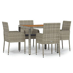 Salle à manger de jardin 5 pcs,Table et chaise à dîner avec coussins Gris -MN62286