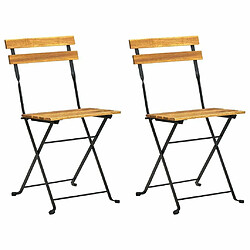 Maison Chic Lot de 2 Chaises pliables de jardin - Fauteuil d'extérieur Acier et bois d'acacia solide -MN83708