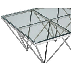 Acheter Vivenla Table basse design en acier inoxydable poli argenté et plateau en verre trempé transparent L. 120 x P. 80 x H. 42 cm collection VERONA