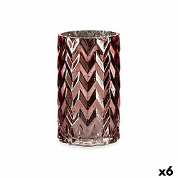 Gift Decor Vase Taillé Epis Rose Verre 11,3 x 19,5 x 11,3 cm (6 Unités)