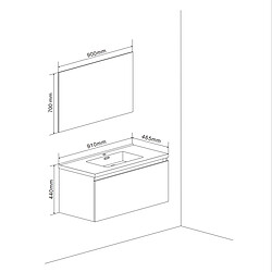 Kiamami Valentina MEUBLE AVEC TIROIR 90CM POUR SALLE DE BAIN DE COULEUR CIMENT AVEC LAVABO ET MIROIR | MADRID pas cher