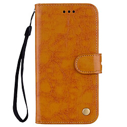 Wewoo Etui à rabat horizontal en cuir de texture Business Style Oil Wax pour iPhone XR, avec support et emplacements pour cartes et porte-monnaie (Jaune)