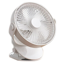 JJBRDZ - Ventilateur de Bureau/de Table à Clip Rechargeable USB Mini Ventilateur à Pince Portable Ventilateur Rotatif à 360 Degrés avec Ventilateur Refroidisseur d'Air Blanc