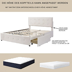 Acheter ComfortXL Lit Double Avec Tiroirs De Rangement, Sommier à Lattes Et Dossier, Beige