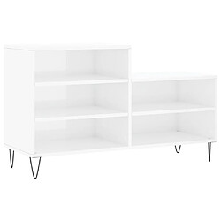 Maison Chic Armoire à chaussure,Meuble à Chaussures Blanc brillant 102x36x60 cm Bois ingénierie -MN14263