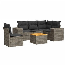 Maison Chic Salon de jardin 6 pcs avec coussins | Ensemble de Table et chaises | Mobilier d'Extérieur gris résine tressée -GKD78545