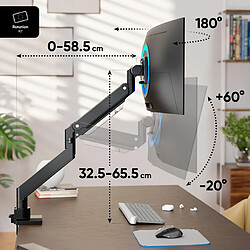 Avis ONKRON Bras Articulé Écran PC et TV de 17 - 57 Pouces, Support Ecran Gaz Ressort jusqu'à 27 kg - Porte Ecran PC VESA 75x75 - 200x200/Support Ecran PC Bureau Inclinable Pivotant Rotatif G130-B Noir