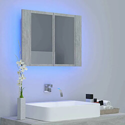 Avis Maison Chic Armoire de salle de bain,Meuble de rangement,Meuble haut à miroir LED Gris béton Acrylique -GKD735415