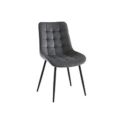 Acheter Vente-Unique Lot de 2 chaises matelassées - Velours et métal noir - Gris - OLLUA