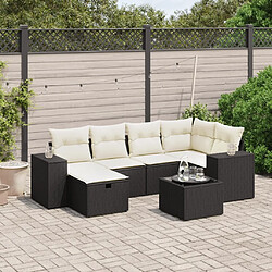 Maison Chic Ensemble Tables et chaises d'extérieur 7pcs avec coussins,Salon de jardin noir résine tressée -GKD356934