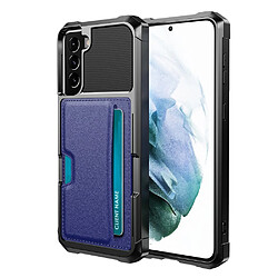 Coque en TPU + PU antichoc avec béquille bleu pour votre Samsung Galaxy S22 Plus 5G