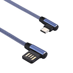 Wewoo Câble bleu pour Samsung Galaxy S8 et S8 + / LG G6 / Huawei P10 P10 Plus / Oneplus 5 autres Smartphones 1m 2.4A Sortie USB vers USB-C / Type-C Double Coude Conception Nylon Weave Style Data de Recharge de Sync