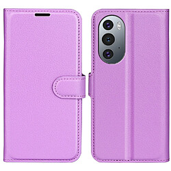 Coque en TPU + PU texture litchi avec support violet pour votre Motorola Edge 30 Ultra