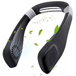 (Noir avec Câble) Ventilateur de cou portable à 3 Vitesses USB Rechargeable Lazy Neckband Ventilateurs de refroidissement Sans lame