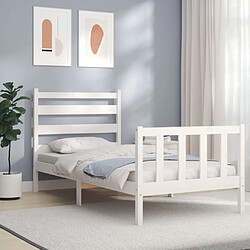 Maison Chic Cadre/structure de lit et tête de lit pour adulte - Lit Moderne Chambre blanc 100x200 cm bois massif -MN35638