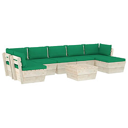 vidaXL Salon de jardin palette 8 pcs avec coussins bois d'épicéa